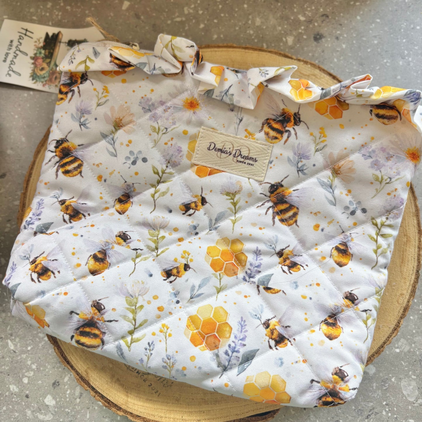 Bumble bee toiletry bag with ruffle
