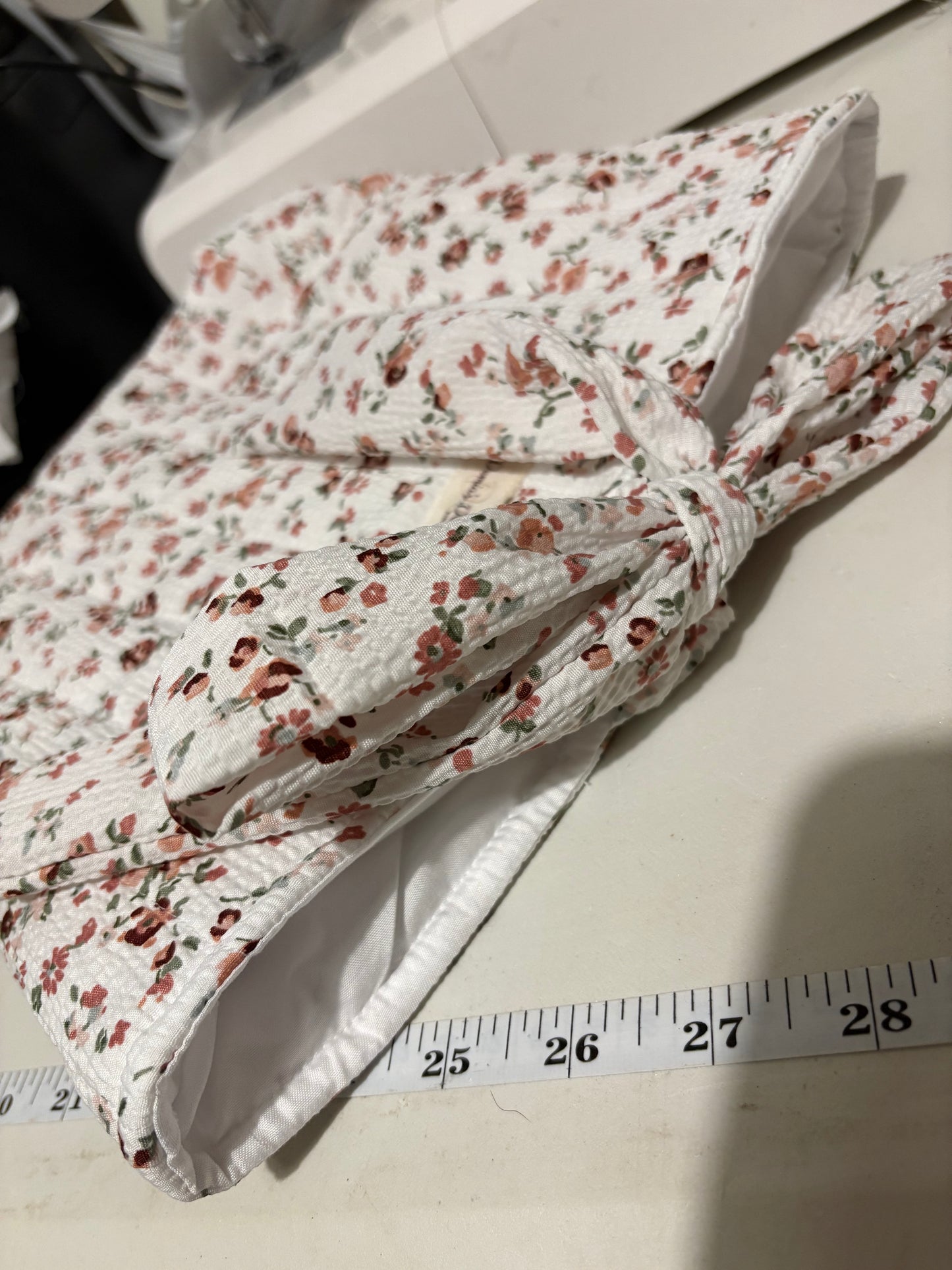 Large handmade book sleeve with matching bow - Ditsy