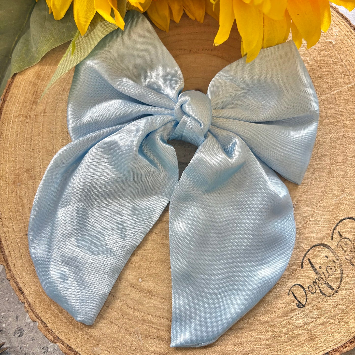 Baby blue handmade hair bow