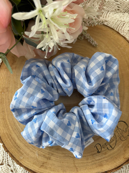 Blue heart checkered large
