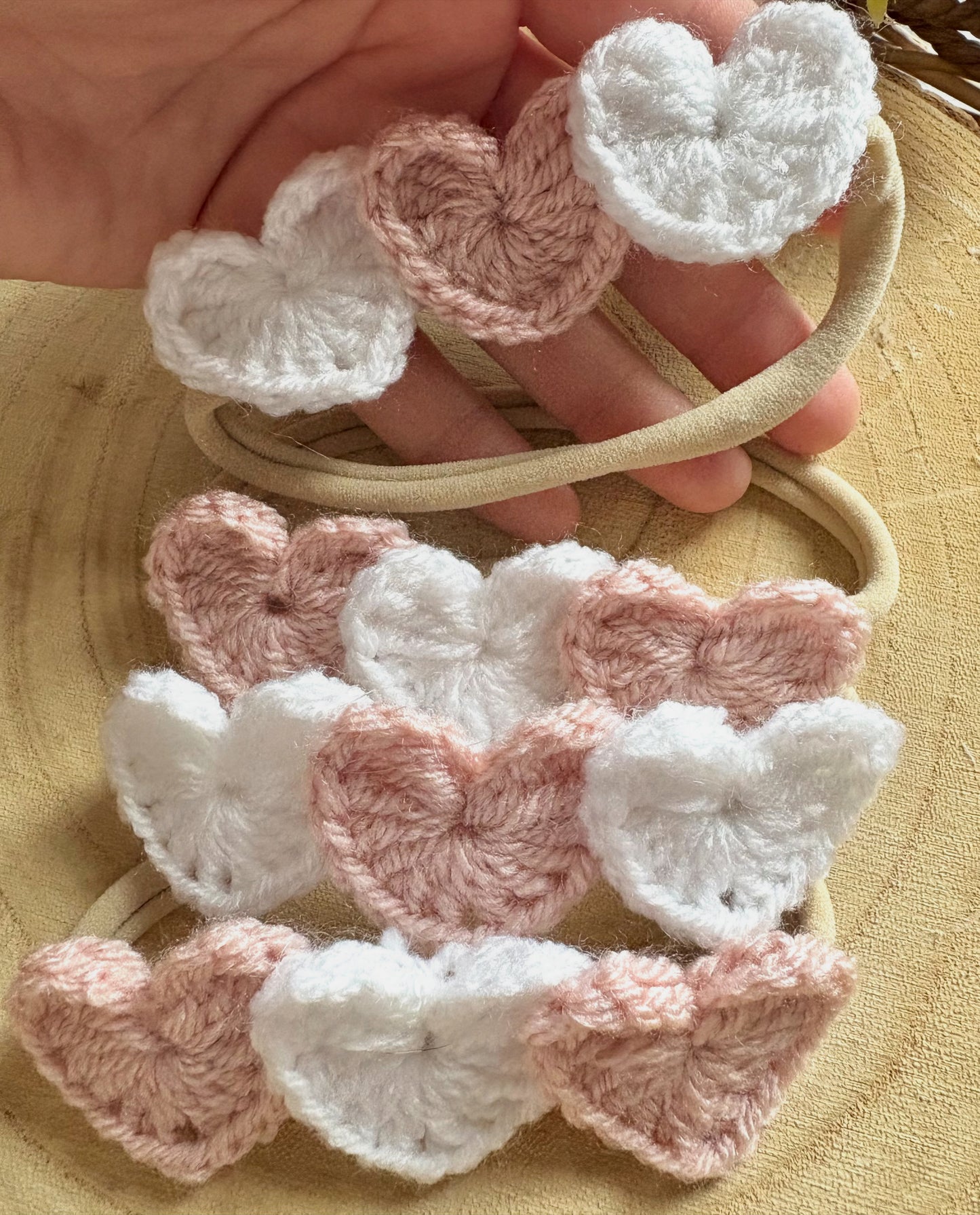 Hearts option 1 ( two white hearts one dusky pink )
