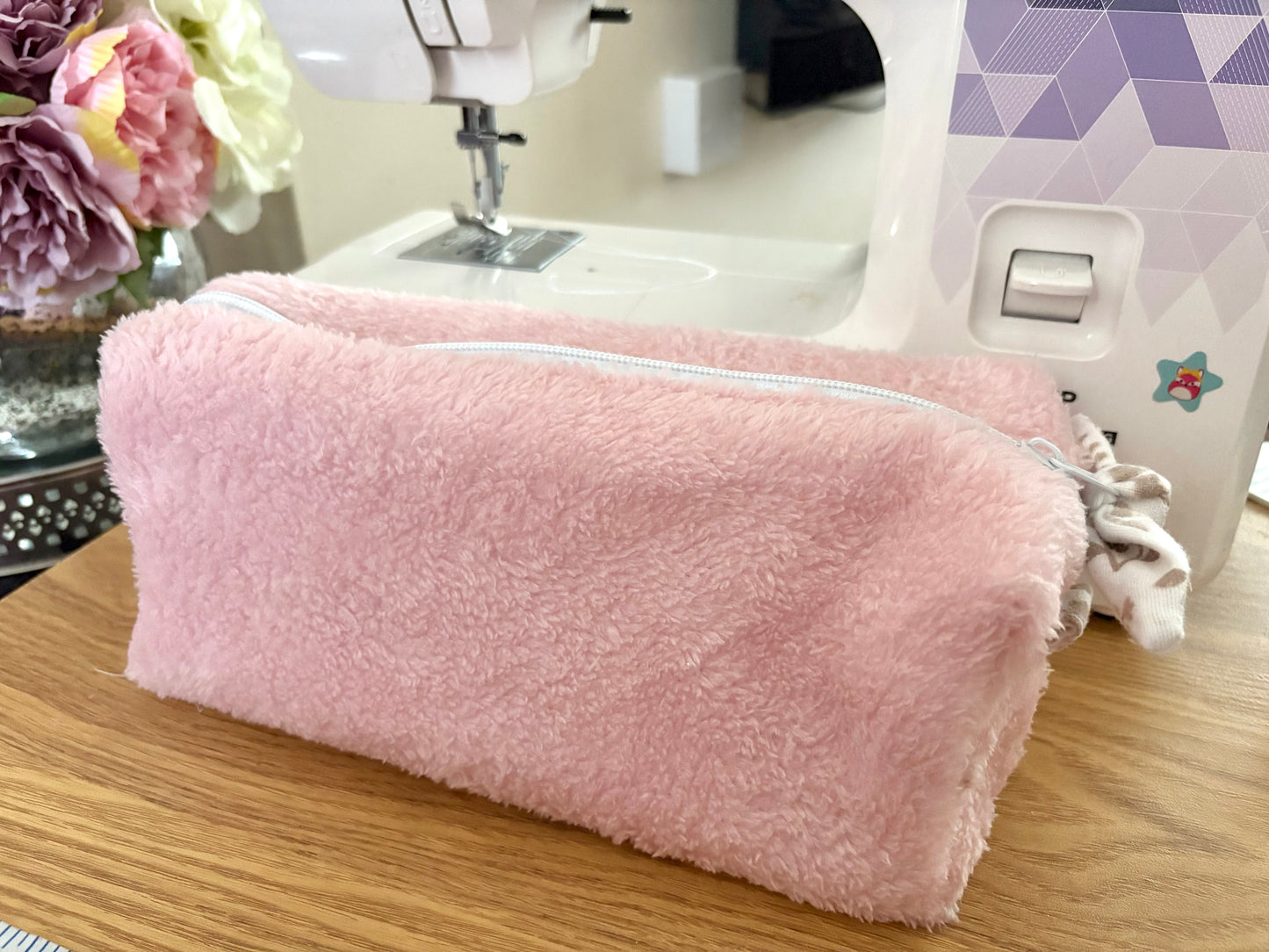 Candy - Large Teddy bear/ fluffy make up bag / toiletry bag