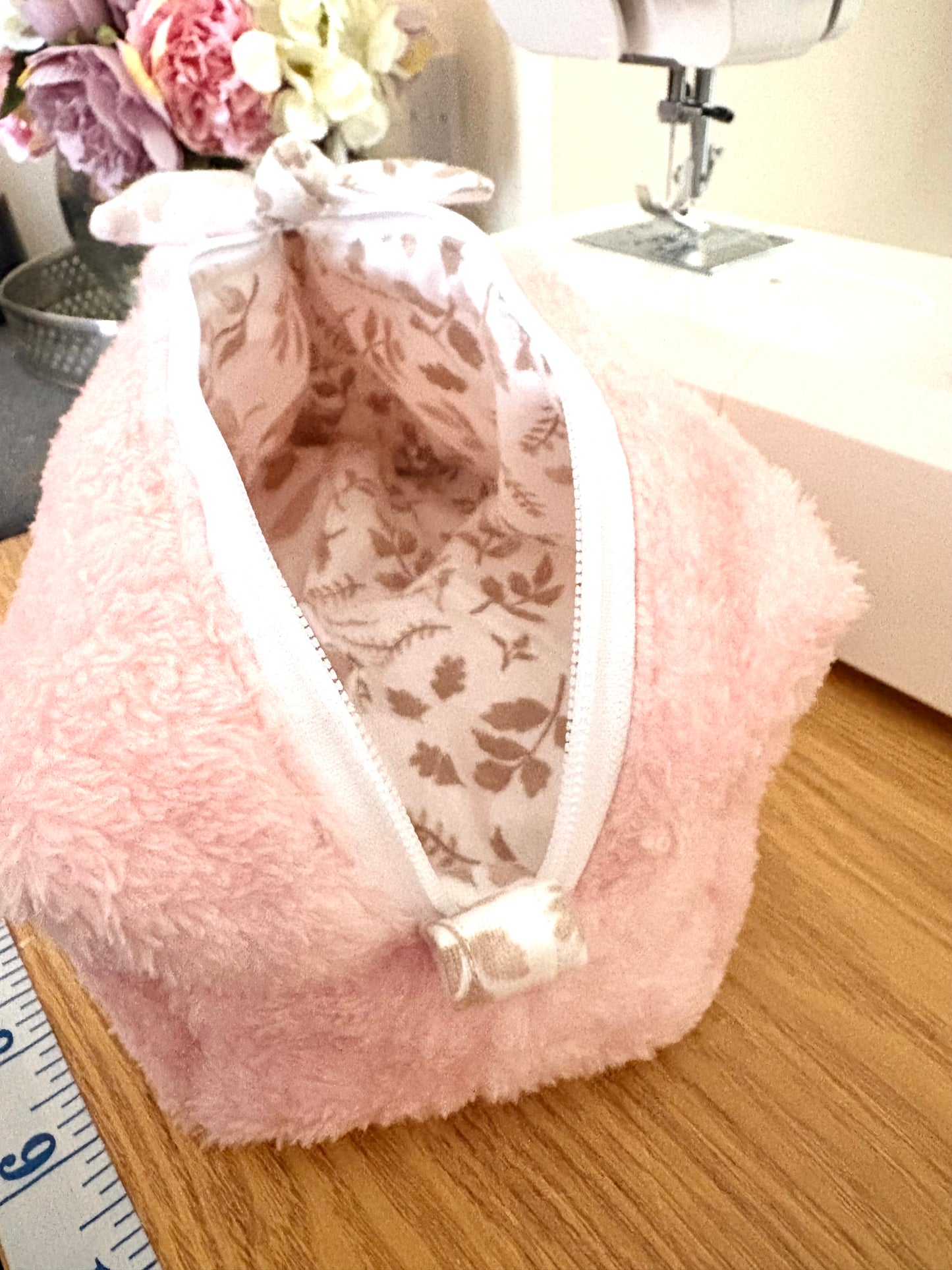 Candy - Large Teddy bear/ fluffy make up bag / toiletry bag
