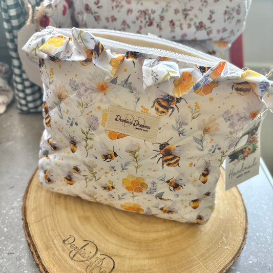 Bumble bee toiletry bag with ruffle
