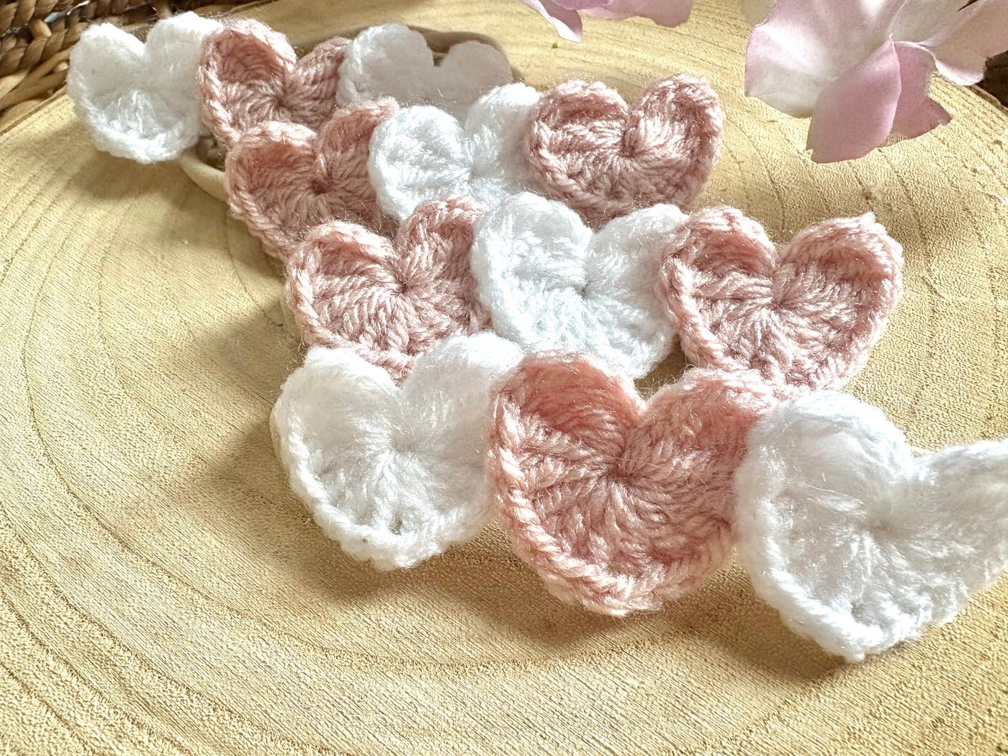 Hearts option 1 ( two white hearts one dusky pink )