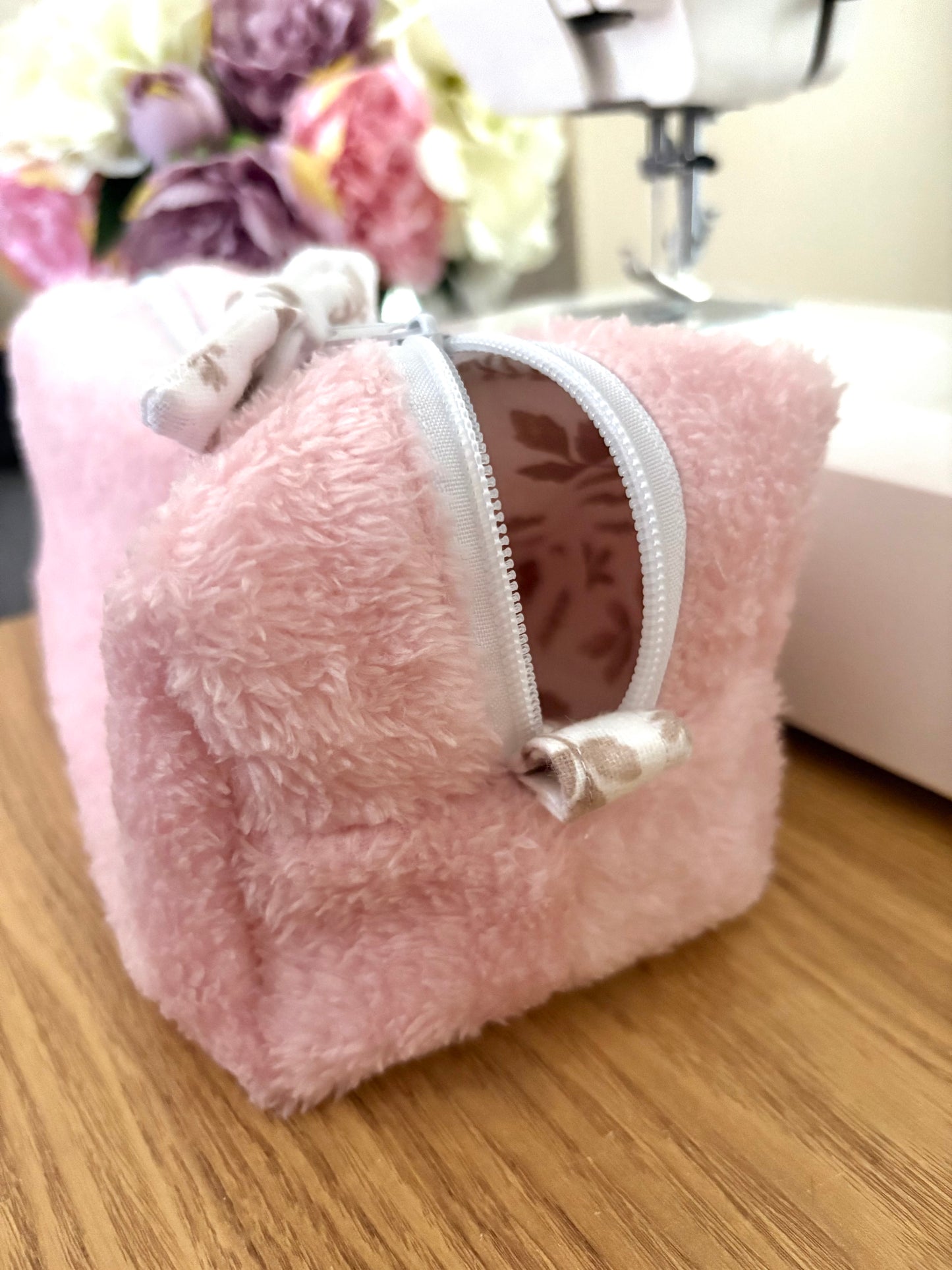 Candy - Large Teddy bear/ fluffy make up bag / toiletry bag