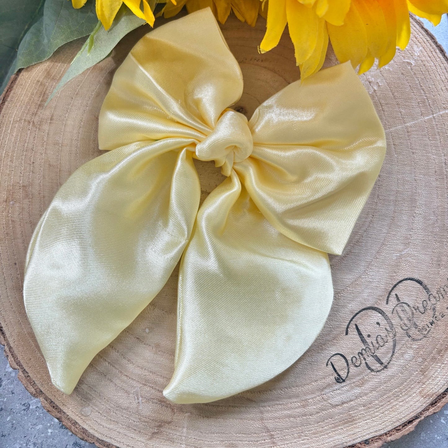 Baby yellow handmade hair bow