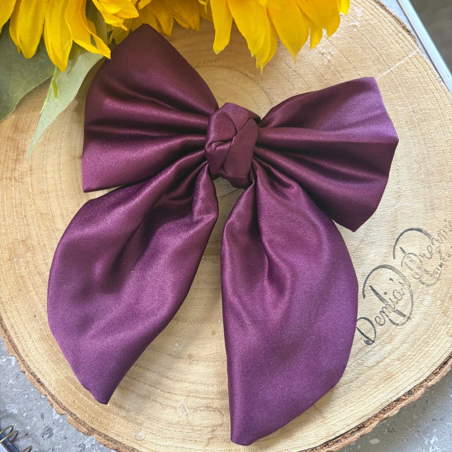 Plum handmade hair bow