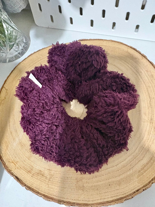 Plum large teddy scrunchie